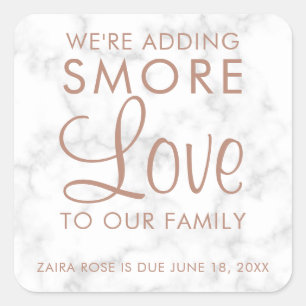 Adesivo Quadrado Smore Love Marble Rosa Dourado Girl Favor do Chá 