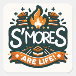 Adesivo Quadrado S'mores são a vida! Camping & Scouting