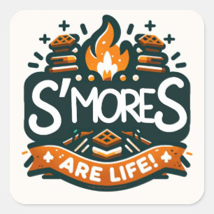 Adesivo Quadrado S'mores são a vida! Camping & Scouting