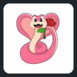 Adesivo Quadrado Snake with Rose<br><div class="desc">This design is the perfect gift for a birthday,  Christmas and other celebrations. It is suitable for women,  men and kids.</div>