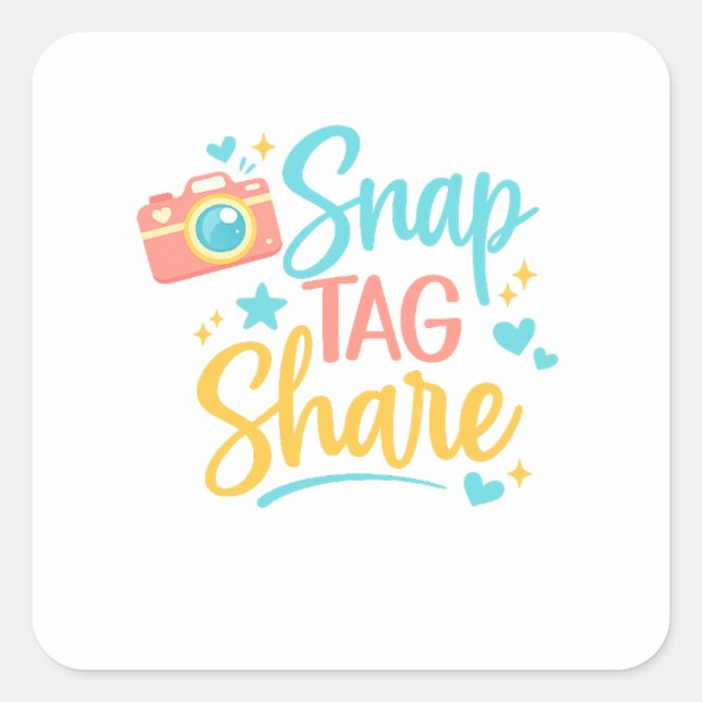 Adesivo Quadrado Snap Tag Share Sticker  (Frente)