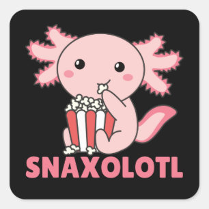 Adesivo Quadrado Snaxolotl Axolotl Amante Animais Doce Pipoca Squ