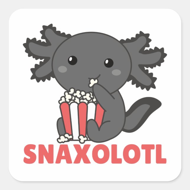 Adesivo Quadrado Snaxolotl Axolotl Amante Animais Doce Pipoca Squ (Frente)