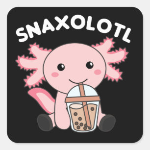 Adesivo Quadrado Snaxolotl Axolotl Bubble Tea Amadurece Animais Doe