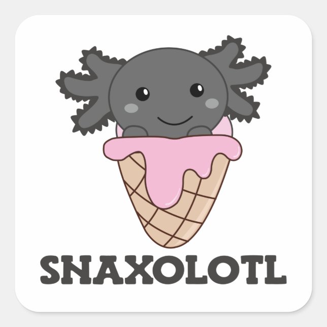 Adesivo Quadrado Snaxolotl Axolotl Strawberry Ice Lovers Sweet Squa (Frente)