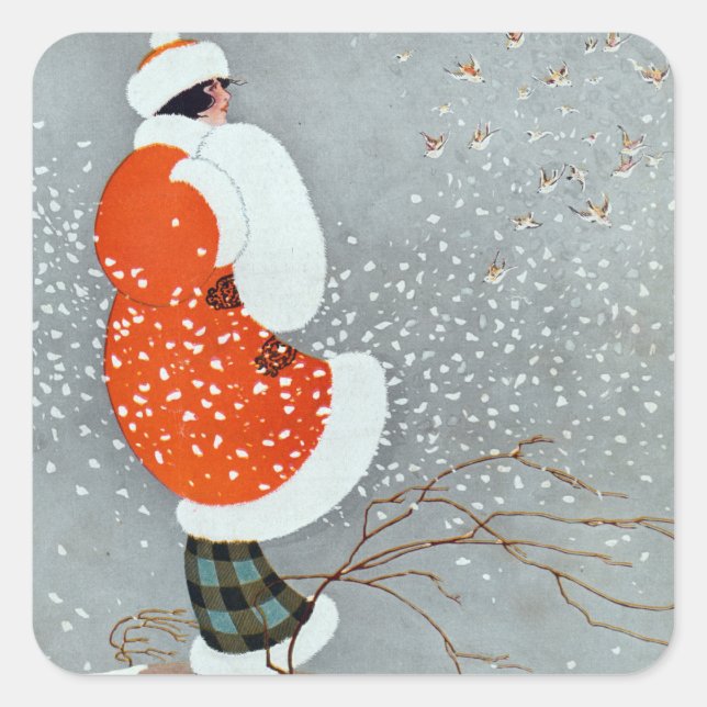 Adesivo Quadrado Snow Buntings - Will Hammell  (Frente)