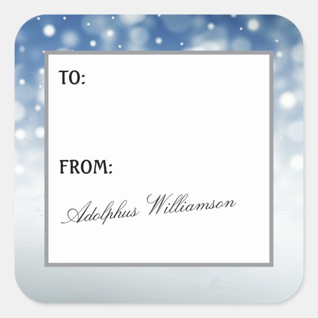 Adesivo Quadrado Snow Flurry Christmas Gift Label (Frente)