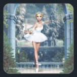 Adesivo Quadrado Snow Princess Ballerina Christmas Square Sticker<br><div class="desc">Férias de Natal e vinhetas de bailarina de neve de inverno. Estes adesivos em forma quadrada apresentam uma bailarina de princesa da neve, com um tutu branco e uma tiara, dançando em uma bela terra de neve gelada na frente. Arte digital por Designs XG NYC. Lembrança da cena de neve...</div>