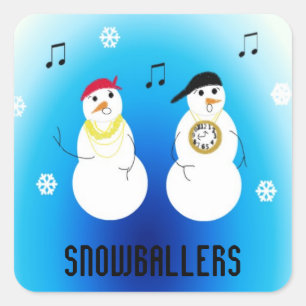 Adesivo Quadrado Snowballers - Bonecos de Neve Rappers