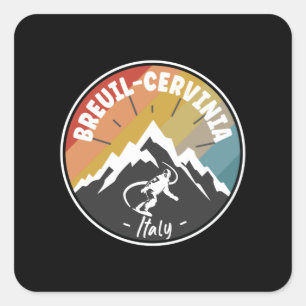 Adesivo Quadrado Snowboard Breuil-Cervinia Itália