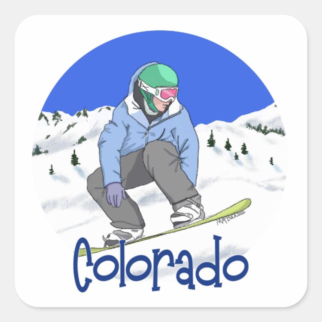 Adesivo Quadrado Snowboard Colorado (Frente)