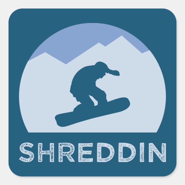 Adesivo Quadrado Snowboarder Silhouette Shreddin Legal (Frente)