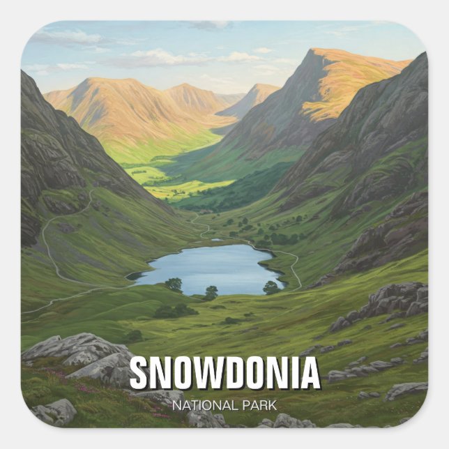 Adesivo Quadrado Snowdonia National Park Wales Viagem (Frente)