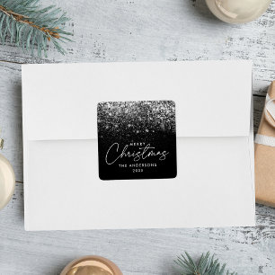 Adesivo Quadrado Snowdrift Black Merry Christmas