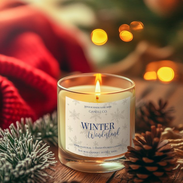 Adesivo Quadrado Snowfall Serenity White Tea & Jasmine Candle Label (Criador carregado)