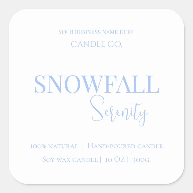 Adesivo Quadrado Snowfall Serenity White Tea & Jasmine Candle Label (Frente)
