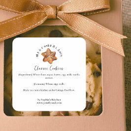 Adesivo Quadrado Snowflake Cookie Watercolor Bakery Ingredient