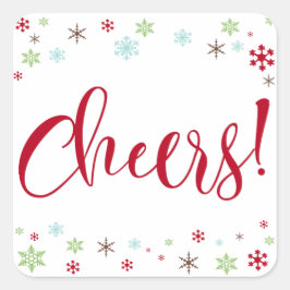 Adesivo Quadrado Snowflake Whimsy Cheers! Tipografia Vermelha