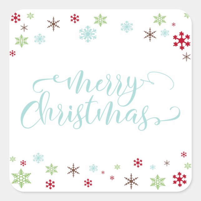 Adesivo Quadrado Snowflake Whimsy Feliz Natal, Robin Ovo Azul (Frente)
