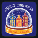 Adesivo Quadrado Snowglobe Amsterdam Village Christmas<br><div class="desc">Snowglobe Amsterdam Village Natal Gift Tags Perfeitos para seus presentes de Natal nesta temporada de Natal! Ou deixar um belo presente na porta do seu vizinho ou para o professor favorito do seu filho. Nada diz como eles são doces como alguns bens de férias cozidos com uma etiqueta de presente...</div>