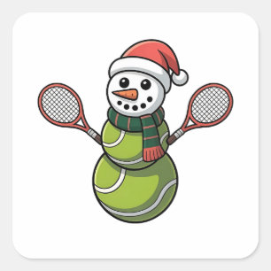 Adesivo Quadrado Snowman Baseball Papais noeis de Natal Baseball Ba