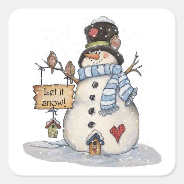 Adesivo Quadrado Snowman Christmas (Frente)