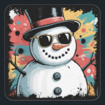 Adesivo Quadrado Snowman Christmas Brushsalvaguardar Splatter Legal<br><div class="desc">Feriado Legal de inverno do Brushderga Splatter de Natal Snowman</div>