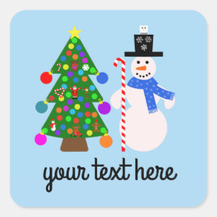 Adesivo Quadrado Snowman e Árvore de Natal #3