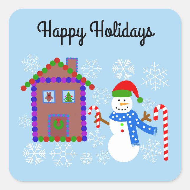 Adesivo Quadrado Snowman e House nº 1 Stickers (Frente)