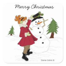 Snowman e Little Girl Sticker