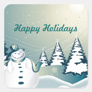 ADESIVO QUADRADO SNOWMAN FELIZ HOLIDAYS STICKERS