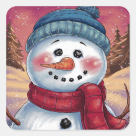 Adesivo Quadrado Snowman Holiday Sticker