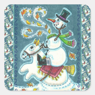 ADESIVO QUADRADO SNOWMAN HORSÊMICO SEM CABEÇA, XMAS HALLOWEEN HUMOR