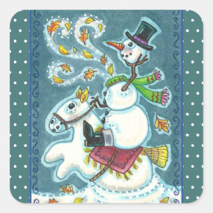 ADESIVO QUADRADO SNOWMAN HORSÊMICO SEM CABEÇA, XMAS HALLOWEEN HUMOR