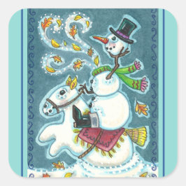 ADESIVO QUADRADO SNOWMAN HORSÊMICO SEM CABEÇA, XMAS HALLOWEEN HUMOR