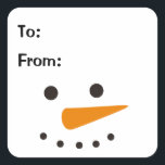 Adesivo Quadrado Snowman Simple Christmas Gift<br><div class="desc">Bonito boneco de neve encara decoração de feriado para & do adesivo de presentes Perfeito para etiquetas de presentes de feriado</div>