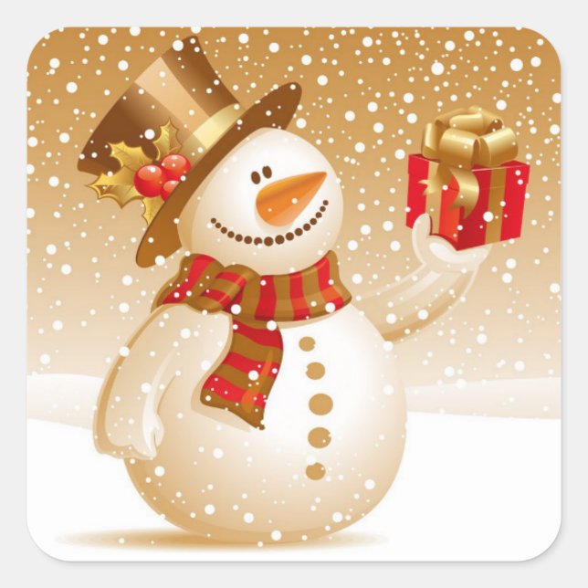 Adesivo Quadrado Snowman Stickers (Frente)