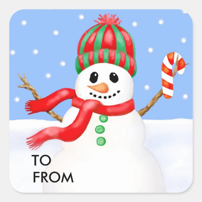 Adesivo Quadrado Snowman Stickers (Frente)