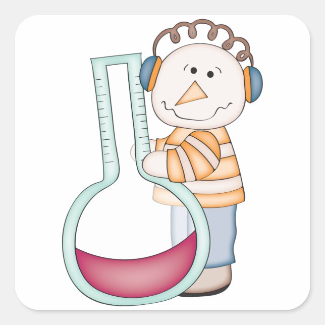 Adesivo Quadrado Snowman Verificando A Temperatura (Frente)