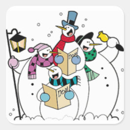 Adesivo Quadrado Snowmen Carol Singing
