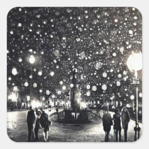 Adesivo Quadrado Snowy Night