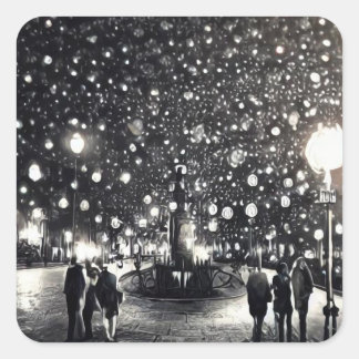 Adesivo Quadrado Snowy Night