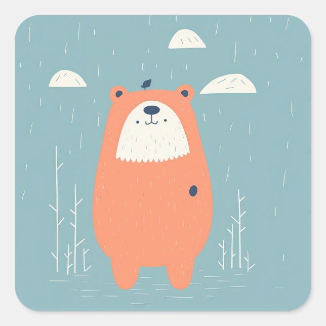 Adesivo Quadrado Snuggly Bear Stickers (Frente)