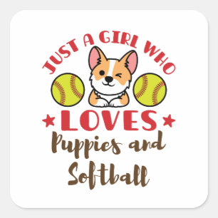 Adesivo Quadrado Só uma garota que ama mamilos e softball