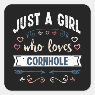 Adesivo Quadrado Só uma garota que ama o Cornhole Funny Gifts