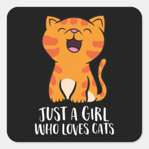 Adesivo Quadrado Só uma garota que ama o pullover de gatos