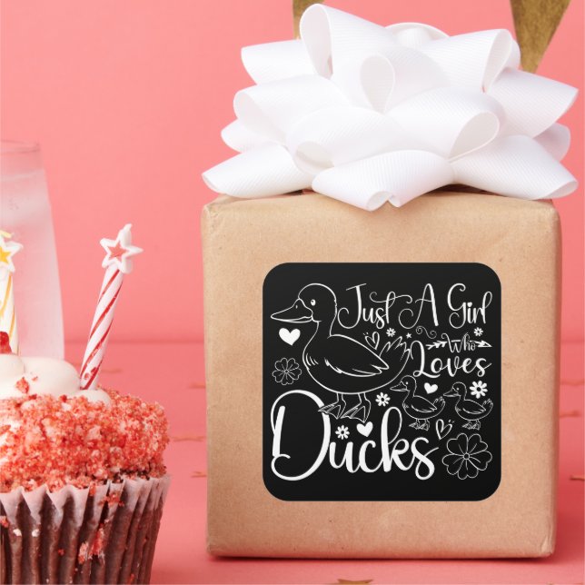 Adesivo Quadrado Só Uma Menina Que Ama Patos Bonitos Proprietário D (Festa)