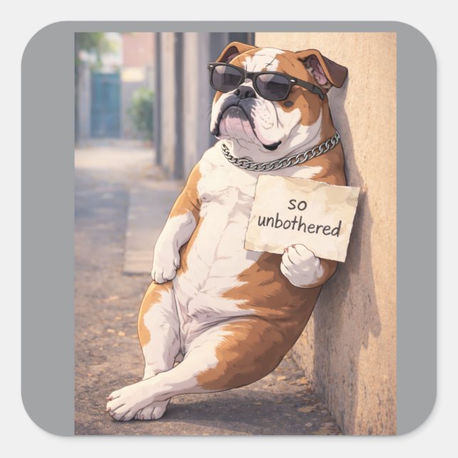 Adesivo Quadrado So Unbothered Dog Sticker – Calm Confidence, No Ex (Frente)