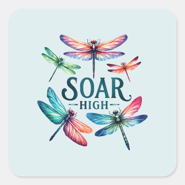 Adesivo Quadrado Soar High - Dragonfly Artística (Frente)
