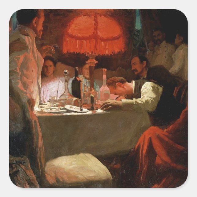 Adesivo Quadrado Sob a luz vermelha, c.1910 (Frente)